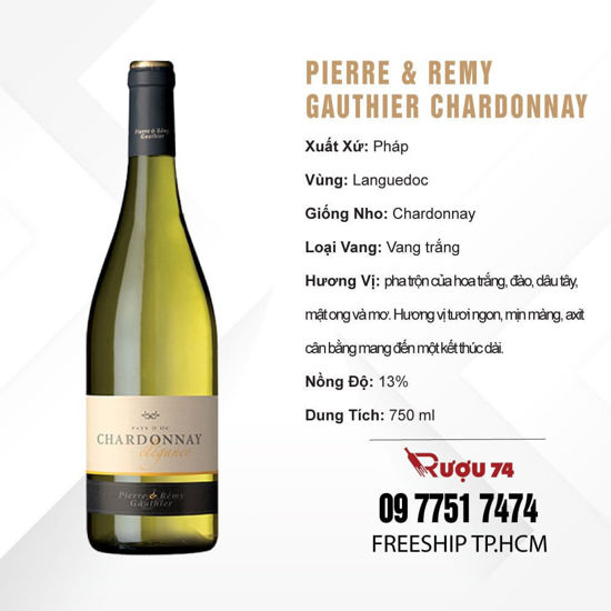 Vang trắng, vang Pháp, vang nhập khẩu chính hãng, vang nhập giá rẻ, Pierre & Remy Gauthier Chardonnay